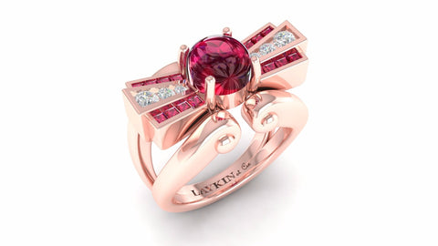 Laykin et Cie Mocambo Ring in Rose Gold with Diamonds and Ruby