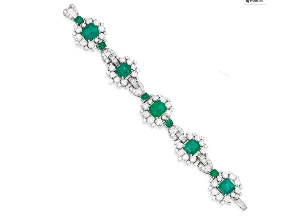 Platinum, Emerald and Diamond Bracelet